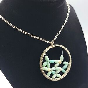 Designer Singrid Olsen Elegant Silver and Blue 18" Necklace Flower Tree Pendant